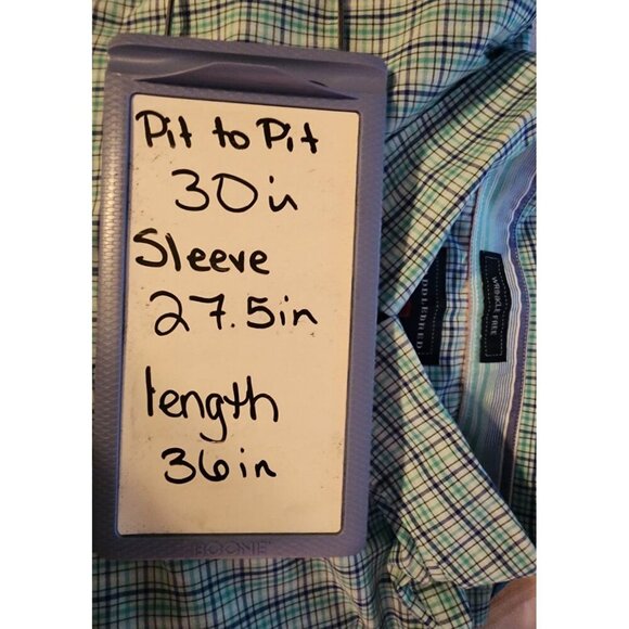 Saddlebred Easy Care Gray Teal Plaid Lightweight Button Down Mens 3XTL - Picture 2 of 16